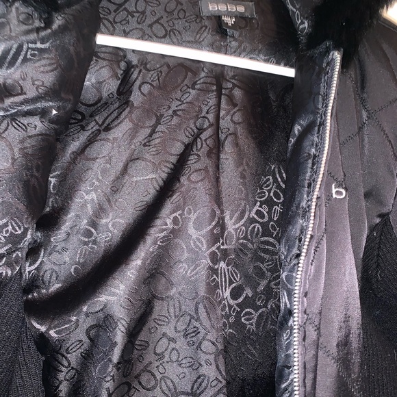 Bebe Women’s Black Parka w genuine Fur Trim Size M - Picture 8 of 8